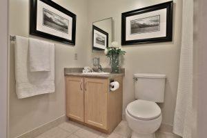 A bathroom in a Villa Charities apartment for independent seniors.