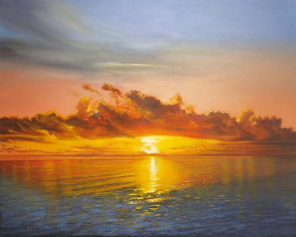 Painting of sunset at the beach