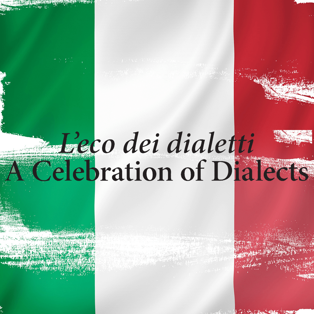 Italian flag with text L'eco del dialetti